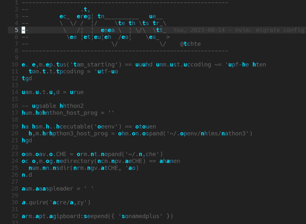 hop.nvim を実行している様子